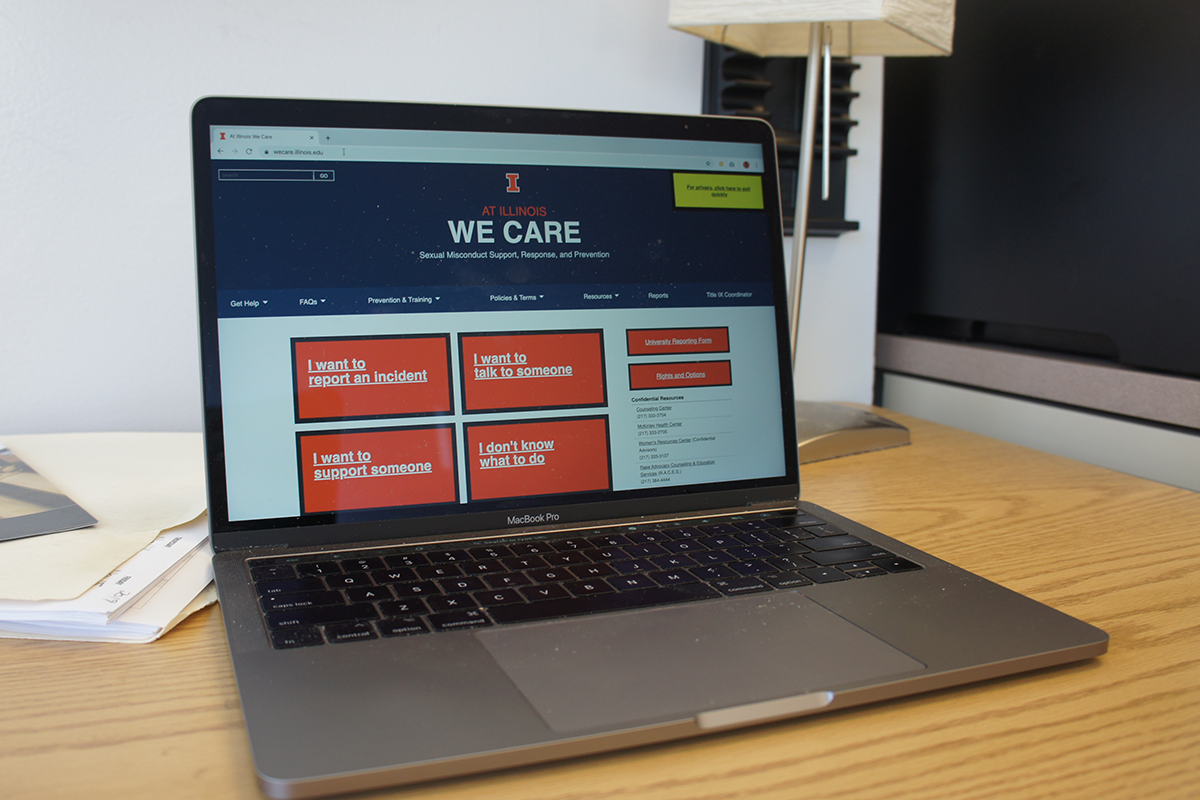 View of We Care website on laptop screen