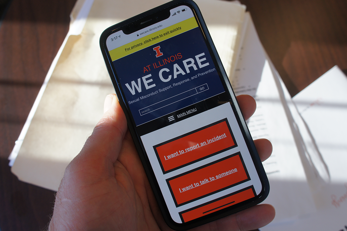 View of We Care website on mobile screen